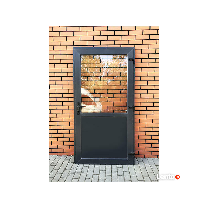 Drzwi Zewnętrzne PCV 90 x 200 cm Drzwi PCV Wejściowe  Antracytowe