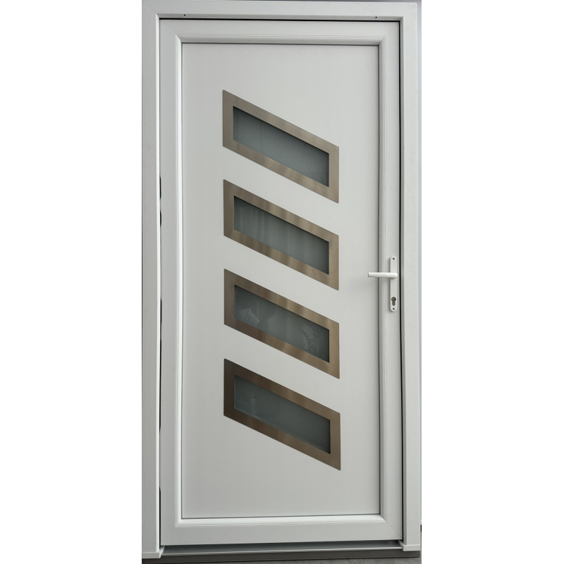 Drzwi Zewnętrzne PCV 105 x 210 Drzwi PVC INOX Antracytowe Od Ręki