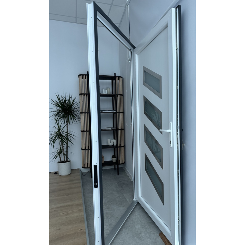 Drzwi Zewnętrzne PCV 105 x 210 Drzwi PVC INOX Antracytowe Od Ręki