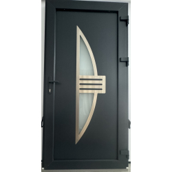 Drzwi Zewnętrzne PCV 105 x 210 Drzwi PVC INOX Antracytowe Od Ręki