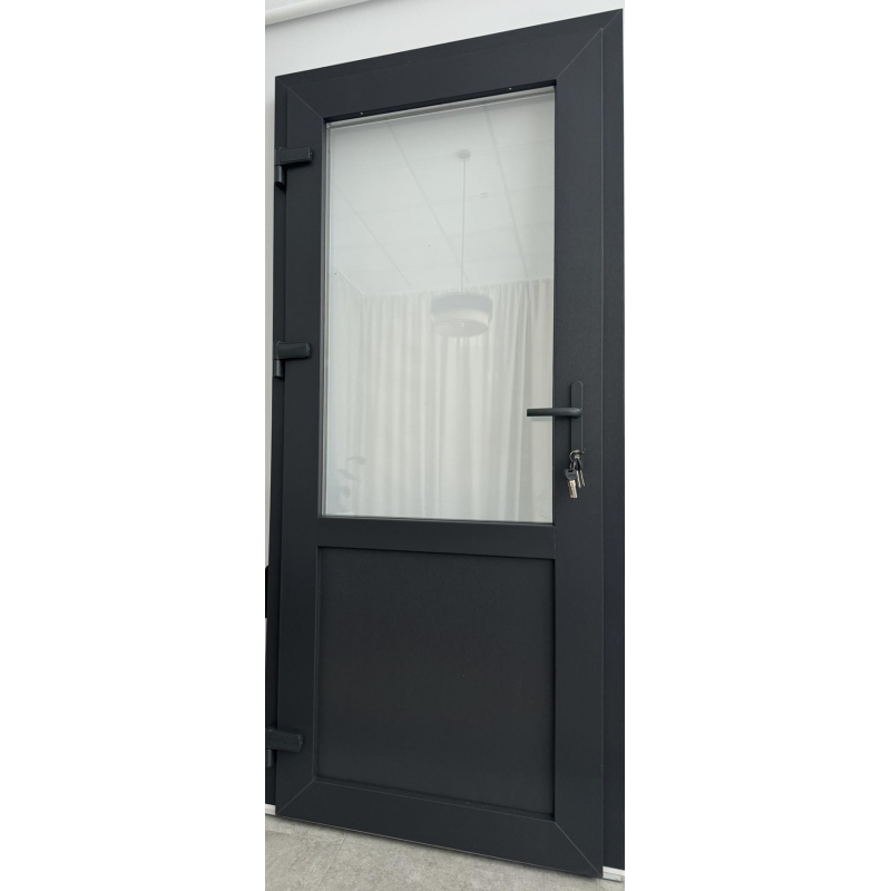 Drzwi Zewnętrzne PCV 105 x 210 Drzwi PVC Antracyt Od Ręki