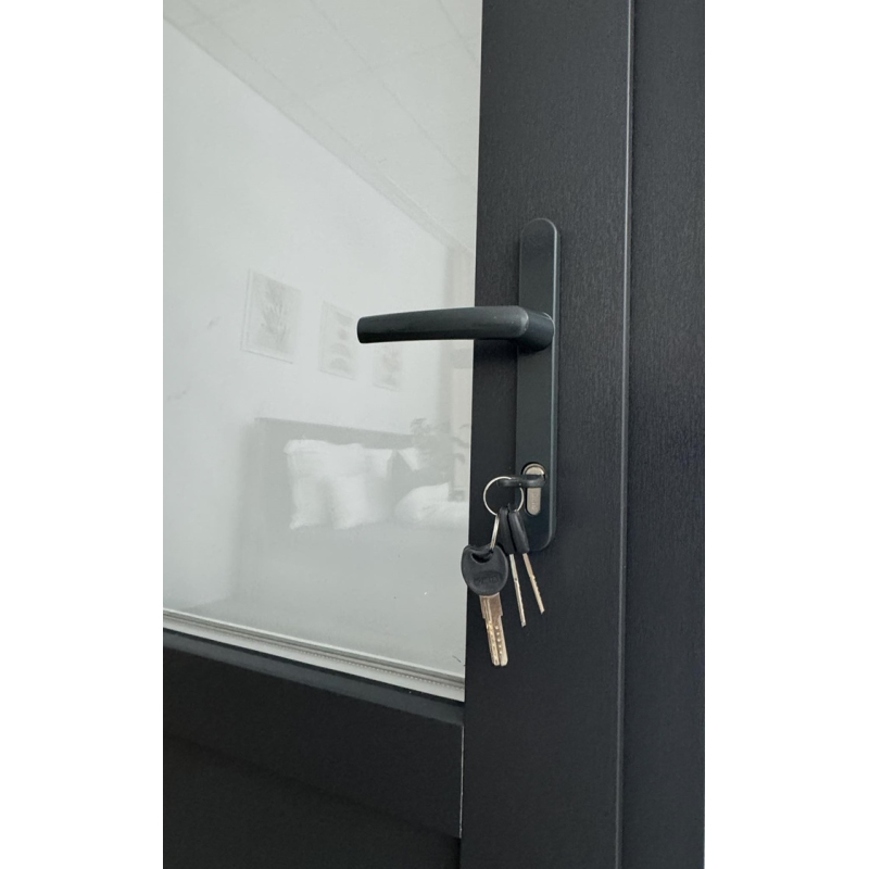 Zewnętrzne PCV 105 x 210 Drzwi Sklepowe Antracyt Drzwi Od Ręki