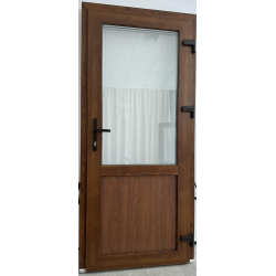 Drzwi Zewnętrzne PCV 105 x 210 cm Drzwi Wejściowe Złoty Dąb 24H