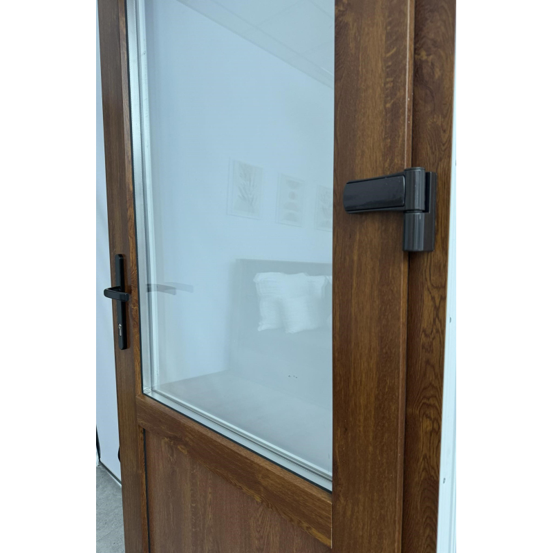 Drzwi Zewnętrzne PCV 105 x 210 cm Drzwi Wejściowe Złoty Dąb 24H