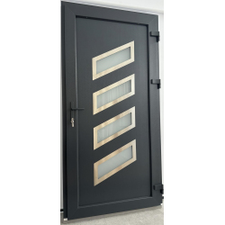 Drzwi Zewnętrzne PCV 105 x 210 Nowoczesne Drzwi PVC INOX Antracytowe
