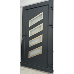 Drzwi Zewnętrzne PCV 105 x 210 Nowoczesne Drzwi PVC INOX Antracytowe