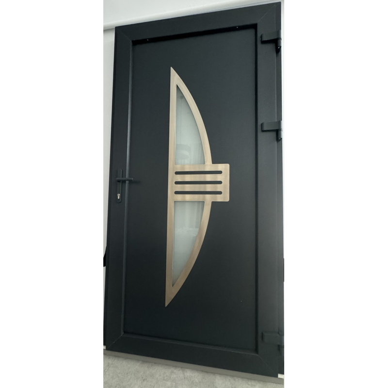 Drzwi Zewnętrzne PCV 105 x 210 Nowoczesne Drzwi PVC INOX Antracytowe Od Ręki
