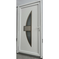 Drzwi Zewnętrzne PCV 105 x 210 Nowoczesne Drzwi PVC INOX Antracytowe Od Ręki