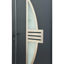 Drzwi Zewnętrzne PCV 105 x 210 Nowoczesne Drzwi PVC INOX Antracytowe Od Ręki