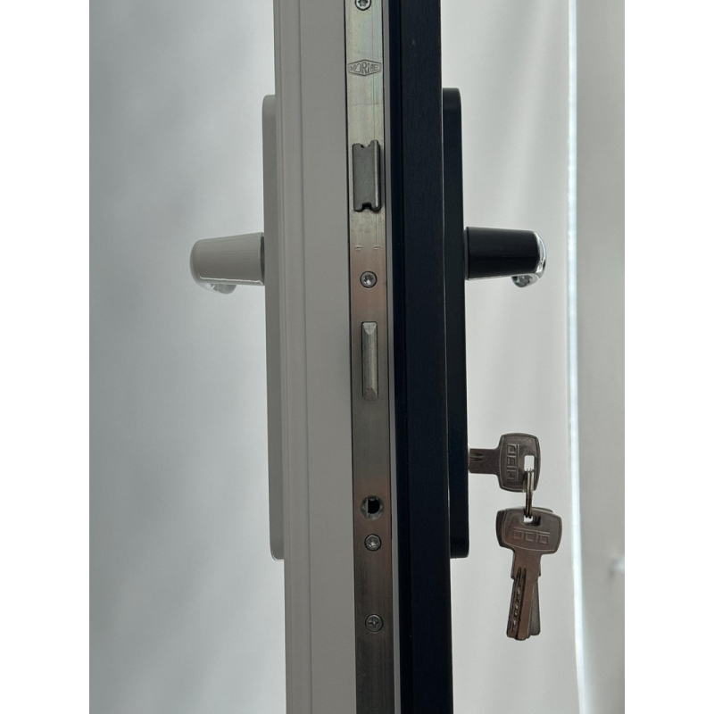 Drzwi Zewnętrzne PCV 105 x 210 Nowoczesne Drzwi PVC INOX Antracytowe Od Ręki