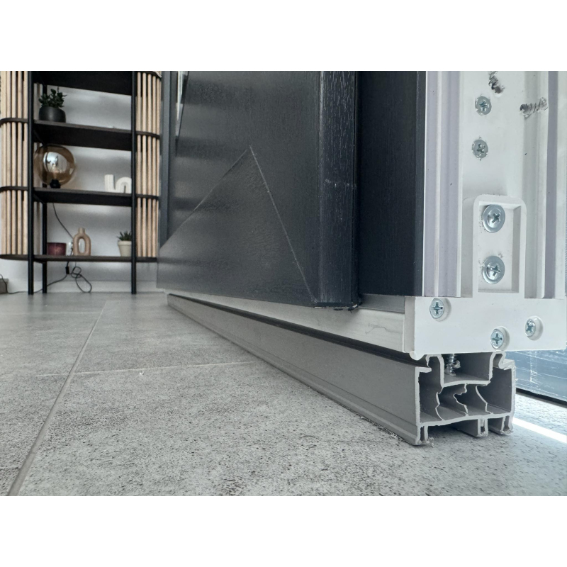 Drzwi Zewnętrzne PCV 105 x 210 Nowoczesne Drzwi PVC INOX Antracytowe Od Ręki