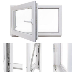 Okno PCV 70 x 50 cm Rozwierne Uchylne Złoty Dąb Szyba Podwójna 24H