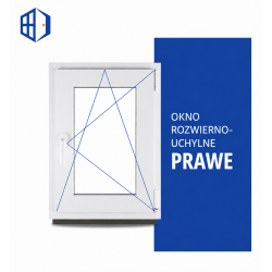 Okno PCV 55 x 65 cm Okno Rozwierno-Uchylne Białe PRAWE Dwuszybowe