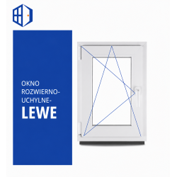 Okno PCV 55 x 85 cm Okno Rozwierno-Uchylne Białe LEWE Dwuszybowe