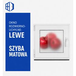PCV 40 x 40 Okno Białe Lewe Szyba Podwójna Matowa