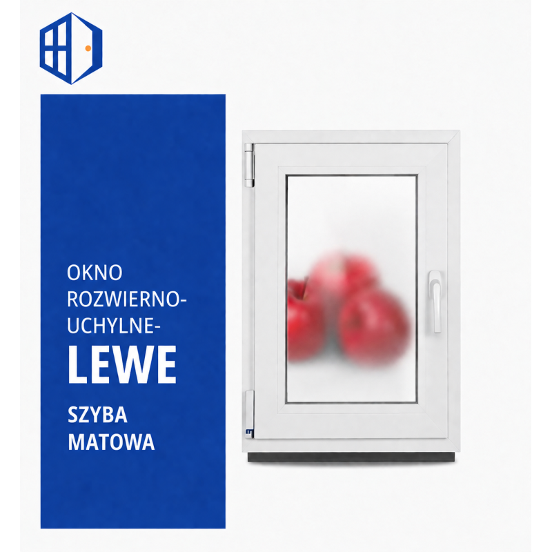 Okno PCV 50 x 60 cm Białe Rozwierno-Uchylne Szyba Podwójna Matowa Lewe