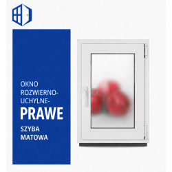 Okno PCV 50 x 60 cm Białe Rozwierno-Uchylne Szyba Podwójna Matowa Prawe