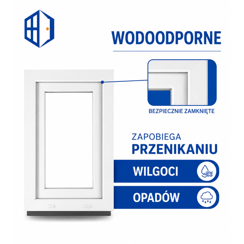 Okno PCV 50 x 60 Białe Rozwierno-Uchylne Dwuszybowe Lewe