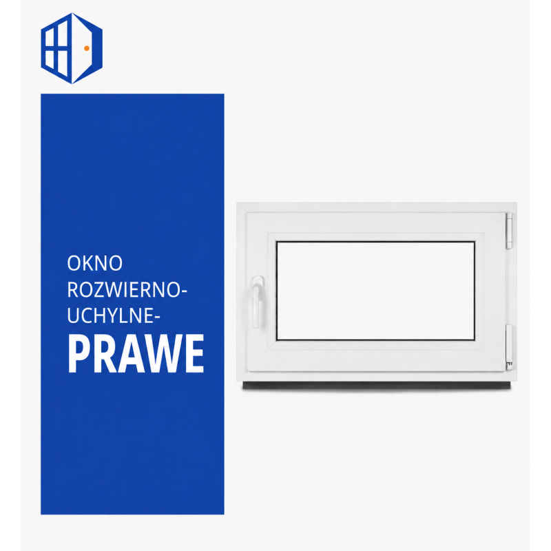 Okno PCV białe 80x60 PRAWE nowe 800x600 mm Okno RU szyba podwójna